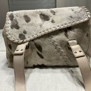 Elegant Women's Backpack in Spotted Gray and Cream